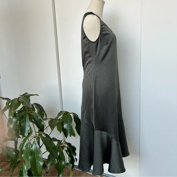 Club Monaco Olive Satin Slip Dress - Picture 3 of 8